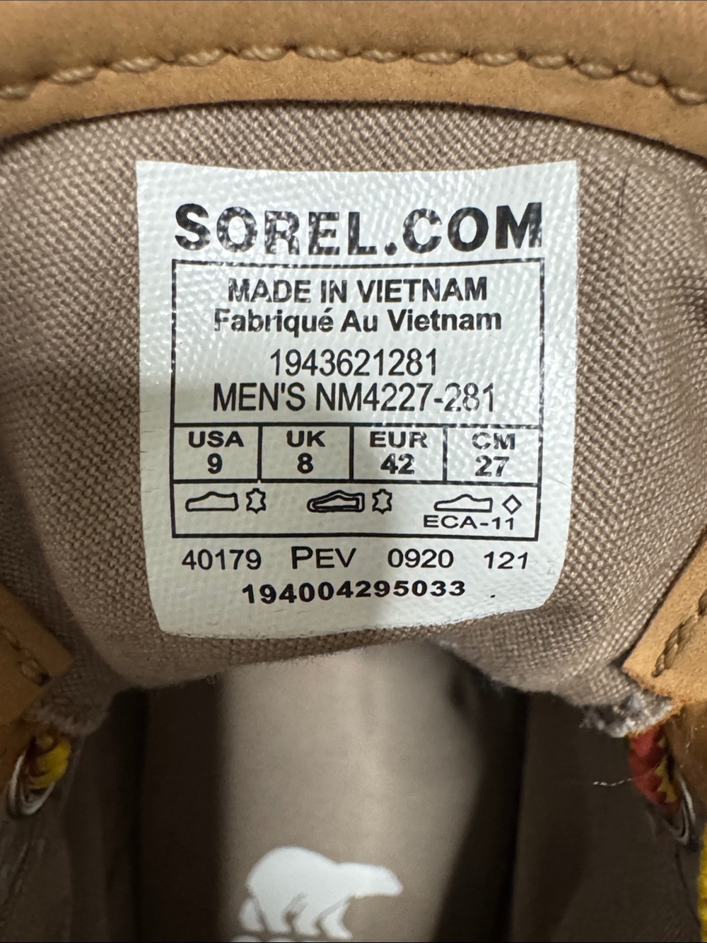 Sorel Men's Tan Leather High-Top Sneakers with Yellow-Brown Laces - Picture 4 of 12
